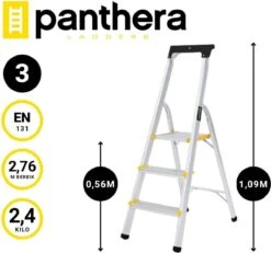 Panthera Huishoudtrap - Keukentrap 3 Treden - Aluminium - Max Werkhoogte: 2.56 Meter - Voor Particulier En Professioneel Gebruik -WerkPro Verkoopwinkel 1200x1121 14
