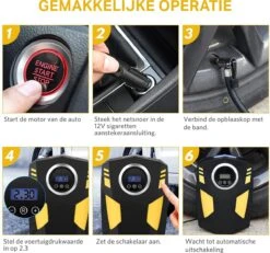 TRANSNECT Compressor Bandenpomp – Luchtcompressor – Elektrische 12V - 35 L/Min - 100psi - Draagbaar - Voor Auto, Motorfiets -WerkPro Verkoopwinkel 1200x1123