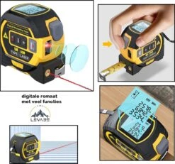 Levabe 3 In 1 Slimme Rolmaat - Digitale Laser - Afstandsmeter 40M - Elektronische Metrische Systeem - 5M Meetlint - Roestvrij - Display -WerkPro Verkoopwinkel 1200x1124 15