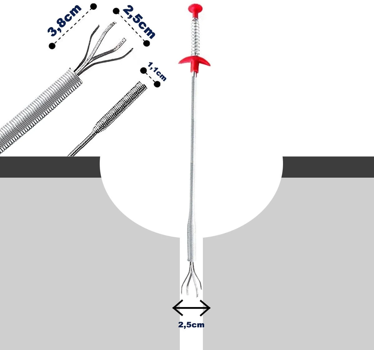 AWEMOZ Ontstoppingsveer RVS 60 Cm + Rager - Gootsteenontstopper Set - WC Ontstopper - Afvoer Verstopt - Rioolveer 6 AWEMOZ Ontstoppingsveer RVS 60 Cm + Rager - Gootsteenontstopper Set - WC Ontstopper - Afvoer Verstopt - Rioolveer - Afbeelding 4