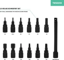 VONROC Momentsleutel ¼” - 265mm - 5-25Nm – Incl. 12-delige Bitset (8 X Inbus, 4 X Torx) En 100mm Verlengstuk - In Stevige Opbergkoffer -WerkPro Verkoopwinkel 1200x1125 18