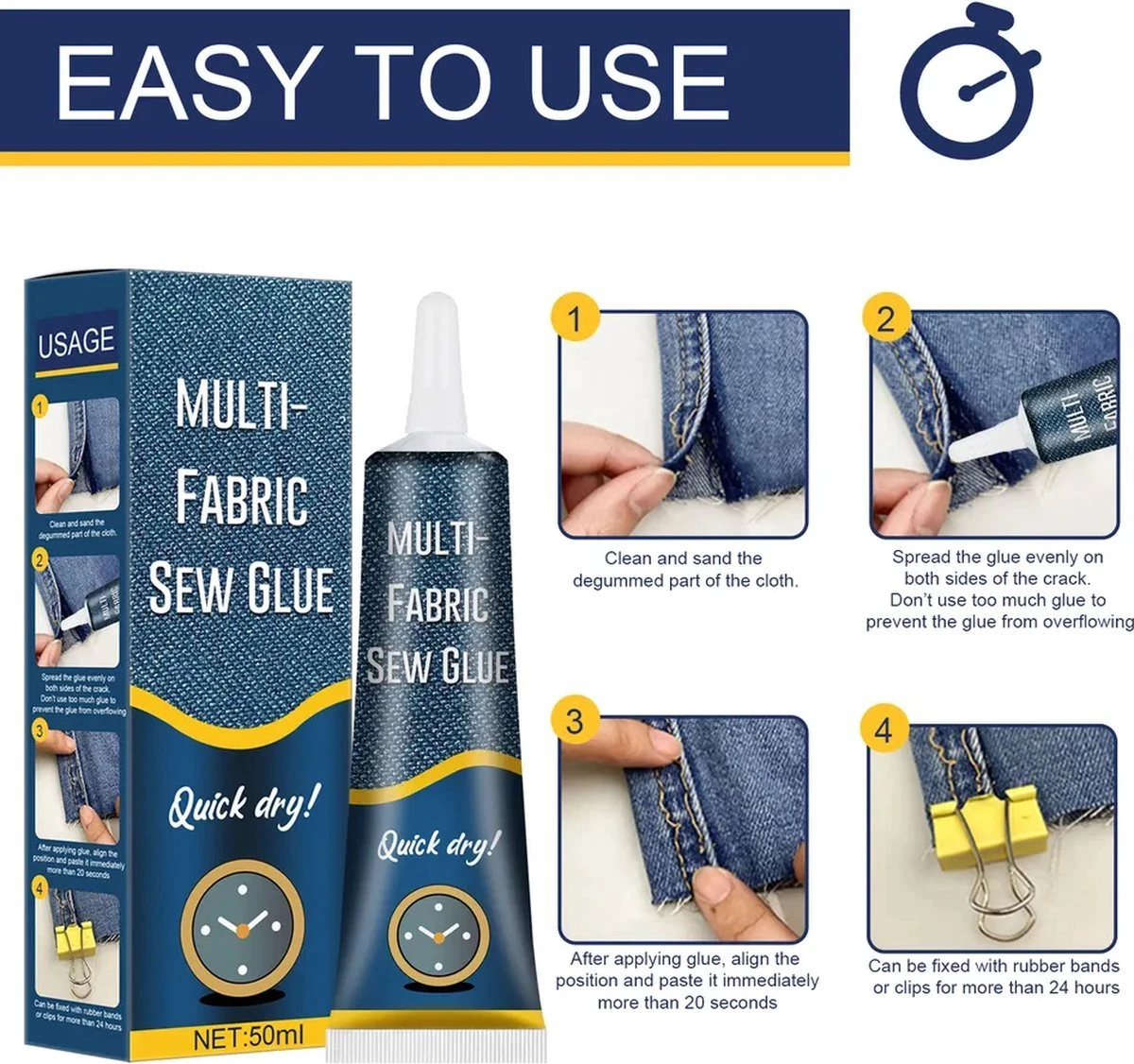 Textiellijm - 50ml - Watervast - Hobbylijm - Geschikt Voor Elke Stof - Zoomband - Textiel Lijm 5 Textiellijm - 50ml - Watervast - Hobbylijm - Geschikt Voor Elke Stof - Zoomband - Textiel Lijm - Afbeelding 3