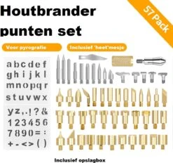 Houtbrander Set 118-delig - Pyrografie - Houtbrander Set - Complete Set - Met Accessoires, Opzetstukken, Sjablonen, Opbergetui, Hout, Potloden, Handschoenen -WerkPro Verkoopwinkel 1200x1129