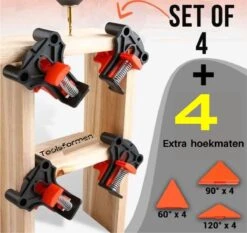 Houtklem Set 4 St 60/90/120 Graden-Lijmklem-Haakse Klemmen-Houtgereedschap-Toolsformen-inclusief 3 Houtboortjes -WerkPro Verkoopwinkel 1200x1133 9