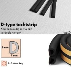 Tochtstrips Voor Deuren – 6 Meter Rol – Zwart – Tochtband Zelfklevend - D-profiel - Tochtstopper – Tochtband - Tochtstrip Deur – Deurborstel – Tochtstrip Raam – Tochtborstel – Tochtwering -WerkPro Verkoopwinkel 1200x1134 12