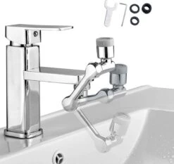 Roterend Opzetstuk Kraan 1080 Graden, Robotarm, Kraan Opzetstuk, Schoonmaken, Afwassen, Sproeier, Kraan Verlengstuk, Anti-Splash, RVS, Keuken Kraan, Badkamer -WerkPro Verkoopwinkel 1200x1134 6