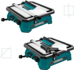 VONROC Tegelzaag 650W –Waterkoeling – Incl. 180mm Diamant Zaagblad, Parallelgeleider En Verstekgeleider -WerkPro Verkoopwinkel 1200x1135