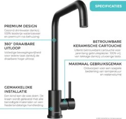 LOMAZOO Thyone Keukenkraan Zwart - Zwarte Kraan - Zwarte Keukenkraan - Mengkraan Keuken - Kraan Keuken -WerkPro Verkoopwinkel 1200x1136 7