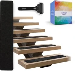 RX Goods 15 Stuks Zelfklevende Anti Slip Strips Met Roller – 60 X 10 Cm – Grip Stickers - Zwarte Tape