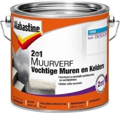 Alabastine 2 In 1 Vochtige Muren En Kelders Muurverf - Helder Wit - 2,5 Liter