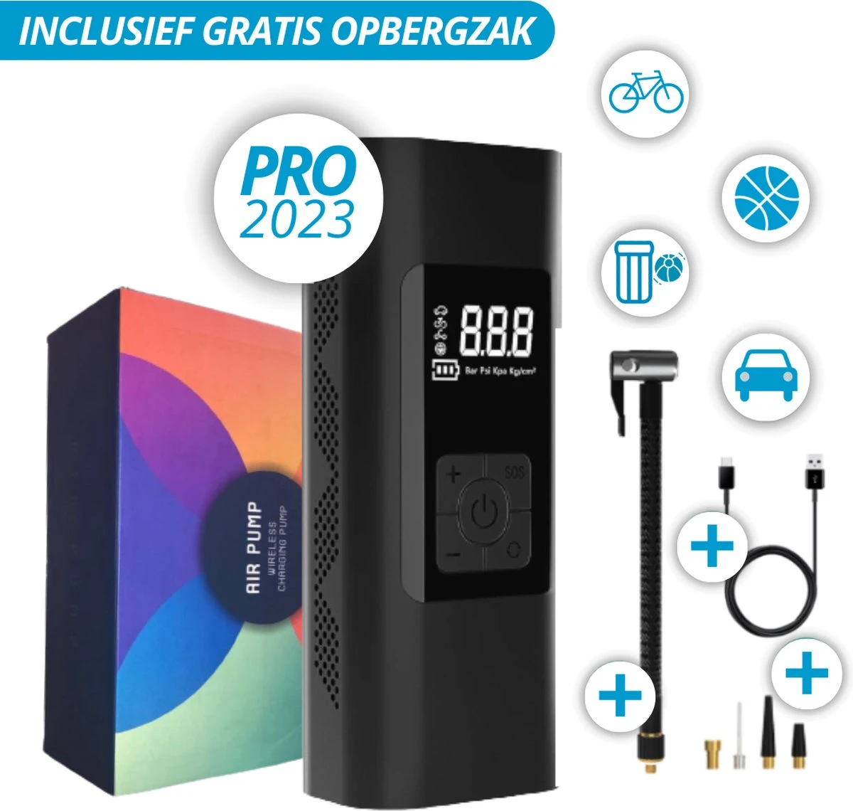 EnDrie® Luchtcompressor - Ballen Pomp – Elektrische Pomp – Pomp Voor Auto, Luchtbed , Fietsband , Autoband En Bal – Compressor Set – Kleine Compressor – Banden Pomp – Ingebouwde Powerbank En Zaklamp - Draagbare Luchtcompressor - 6000mAh 3 EnDrie® Luchtcompressor - Ballen Pomp – Elektrische Pomp – Pomp Voor Auto, Luchtbed , Fietsband , Autoband En Bal – Compressor Set – Kleine Compressor – Banden Pomp – Ingebouwde Powerbank En Zaklamp - Draagbare Luchtcompressor - 6000mAh