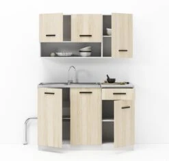 Kleine Keuken 120 Cm – Keukenblok Met Keukenkastjes Spoelbak & Sifon – Keuken Klein – Mini Keuken - Kitchenette – Perfecthomeshop