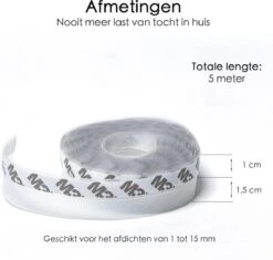Tochtstrips Voor Deuren En Raam Zelfklevend - 5 Meter X 2,5 Cm - Transparant – Tochtstrip Voor Deur - Tochtband - Sealing Strip – Tocht Strip – Tochtstopper -WerkPro Verkoopwinkel 1200x1141 19