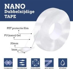 Dubbelzijdige Nano Tape 5 Meter - Griptape – Gekko Tape - Magic Tape - Herbruikbaar En Waterproof – Gratis Verzending -WerkPro Verkoopwinkel 1200x1141 20
