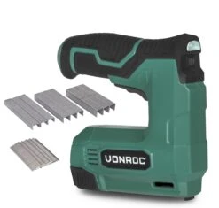 VONROC Accu Tacker 4V – Complete Set Incl. 900 Nieten En 300 Spijkers