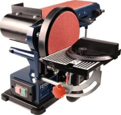 FERM BGM1022 Tafel Schijf- Bandschuurmachine - 350W Incl. 2 Schuurbanden (K80 & K120) -WerkPro Verkoopwinkel 1200x1143 1