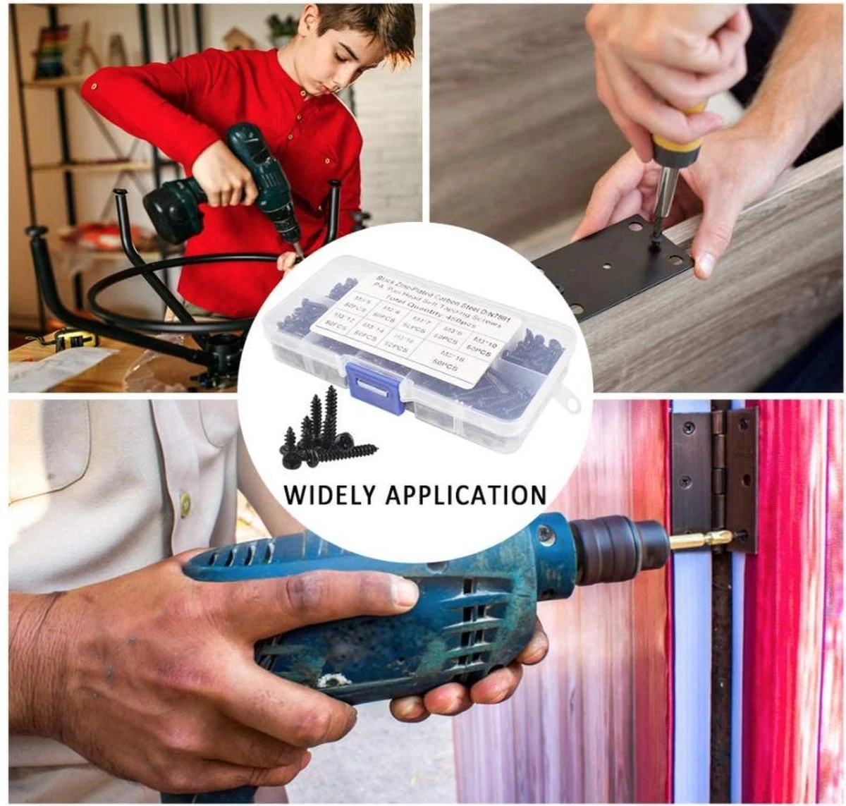 Merkloos Zelftappende Schroef Zwart Zelfborende Schroeven Koolstofstaal Platte Kop Set 8 Merkloos Zelftappende Schroef Zwart Zelfborende Schroeven Koolstofstaal Platte Kop Set - Afbeelding 6