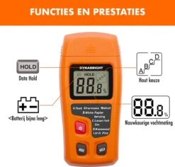 DynaBright Vochtmeter - Incl. Batterij - Digitale Hygrometer - Hout - Muur - Haardhout - Vochtigheid - Verlicht LCD Scherm -WerkPro Verkoopwinkel 1200x1145 16