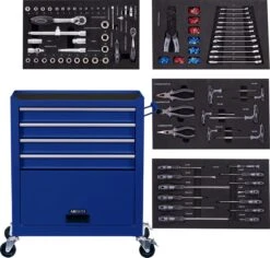 AREBOS Werkplaatswagen Gereedschapswagen Met 4 Laden 1 Kast & Incl Gereedschap