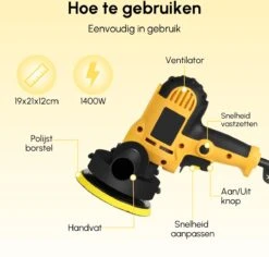Gtrise Polijstmachine - Poetsmachine Incl. 5 Polijstschijven - 1400W Krachtige Motor -WerkPro Verkoopwinkel 1200x1147 5