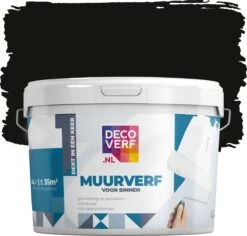 Decoverf Muurverf Mat, Nachtzwart, 4L