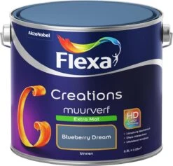 Flexa Creations - Muurverf Extra Mat - Blueberry Dream - Blauw - 2,5 Liter