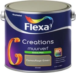 Flexa Creations - Muurverf Extra Mat - Camouflage Green - Groen - 2,5 Liter
