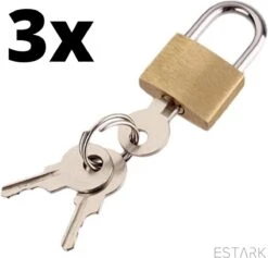 ESTARK® Hangslot 3 Stuks - Kofferslot - 3 STUKS - Sloten - Sleutelslot - Hangsloten - Slot Met Sleutel - Kofferslot - Cijferslot - Reisslot - Slot - Hangslot Koffer - Slot Voor Koffer - Slot Bagage - Bagageslot - Koffer Slotje - Hangslot -WerkPro Verkoopwinkel 1200x1150 7