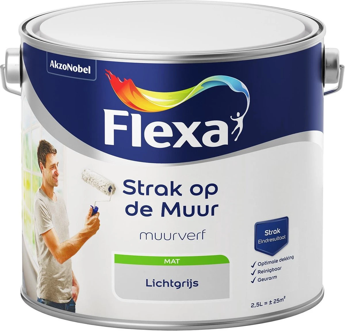 Flexa Strak Op De Muur Muurverf - Mat - 2,5 Liter - Licht Grijs 3 Flexa Strak Op De Muur Muurverf - Mat - 2,5 Liter - Licht Grijs