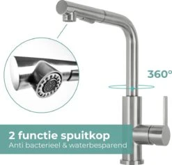 RVS Keukenkraan Met Uittrekbare Handdouche - Mengkraan Met Uittrekbare Uitloop - Design Kraan Van Mizzo Design -WerkPro Verkoopwinkel 1200x1153 3