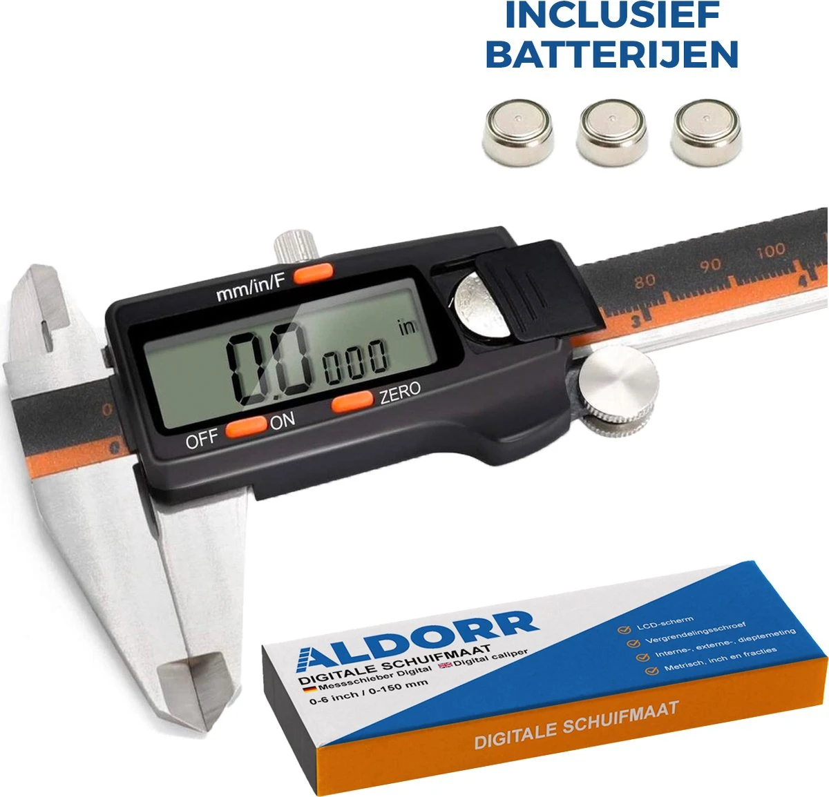 ALDORR Tools - Professionele Digitale Schuifmaat - RVS - Incl. 2 Reservebatterijen - 150mm 3 ALDORR Tools - Professionele Digitale Schuifmaat - RVS - Incl. 2 Reservebatterijen - 150mm