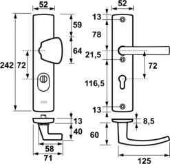 AXA Veiligheidsbeslag (Curve Plus) Aluminium Geslepen: Knop-Kruk (model S/Blok) PC72 Met Kerntrekbeveiliging SKG*** -WerkPro Verkoopwinkel 1200x1155 24