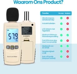 Benetech Decibelmeter - Incl. Batterijen - Geluidsmeter - Db Meter - 30 Tot 130 Db - Digitaal -WerkPro Verkoopwinkel 1200x1158 13