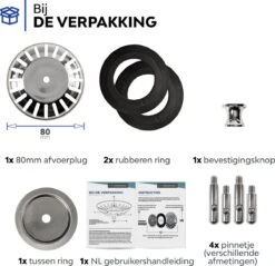 Merkloos Afvoerplug RVS Voor Spoelbak Keuken - Gootsteenstop Voor Afvoer Wasbak - Afvoerstopper Korfplug Zeef - 80mm -WerkPro Verkoopwinkel 1200x1159 10