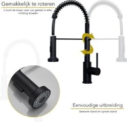 Souiri Keukenkraan Met Uittrekbare Uitloop - Keukenmengkraan - Handdouche - Flexibele Slang - Zwart -WerkPro Verkoopwinkel 1200x1159 12