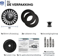 Afvoerplug RVS Zwart Voor Spoelbak Keuken - Gootsteenstop Voor Afvoer Wasbak - Afvoerstopper Korfplug Zeef - 80mm -WerkPro Verkoopwinkel 1200x1159 15