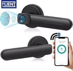 Flient Slimme Deurslot - Smartlock Met Vingerafdruk - Deurklink - Zwart - Slim Deurslot - Deurkruk - Smarthome