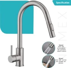 Croom Keukenkraan - Uittrekbare Uitloop - Wasteltafelkraan - Wastafelmengkraan - Hoge Uitloop -WerkPro Verkoopwinkel 1200x1164 8
