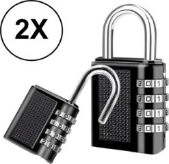 2x PD® - Hangslot Cijferslot - Kettingslot - 80MM - Hangslot Fiets - Kofferslot - Binnen & Buiten