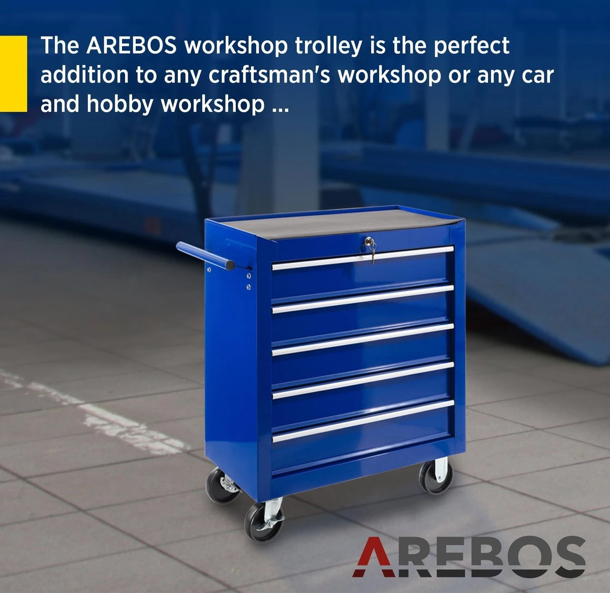 AREBOS - Gereedschapswagen Trolley - 5 Lades 6 AREBOS - Gereedschapswagen Trolley - 5 Lades - Afbeelding 4