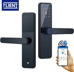 Merkloos Flient Smart Doorlock - Slimme Deurslot - Deurklink Met Vingerafdruk - Met APP & WiFi - BlueTooth - Kantoor Slot - Zwart - Anti Inbraak - TT LockApp