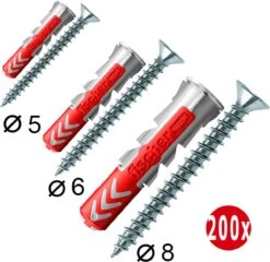 Fischer Pluggen En Schroeven Set | Tornitrex | Duopower | 400 Delig - 200 Sets