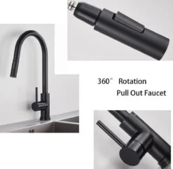 Merkloos Zwarte Keukenkraan Met Uittrekbare Uitloop - Mengkraan Mat Zwart - Touch Bediening -WerkPro Verkoopwinkel 1200x1171 10