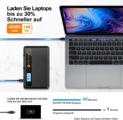 NOVOO Powerstation - 148Wh 40000mAh - 100W AC-omvormer - 60W USB C PD Output - Max 100 Watt Output - Reservevoeding Voor MacBook Pro En Laptops - Zwart -WerkPro Verkoopwinkel 1200x1172 2
