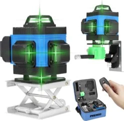 Premic Zelfnivellerende Kruislijnlaser 4D Bouwlaser - 4 Tot 16 Lijnen – 360° Graden Roterende Laser – Inclusief 2X Batterijen