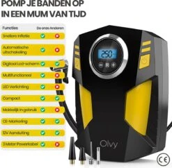 Olvy Elektrische Bandenpomp - Luchtcompressor 12V - Compressor Bandenpomp - Fiets/Auto/Motor/Bal/Luchtbed - Met 4 Opzet Stukken -WerkPro Verkoopwinkel 1200x1178 3