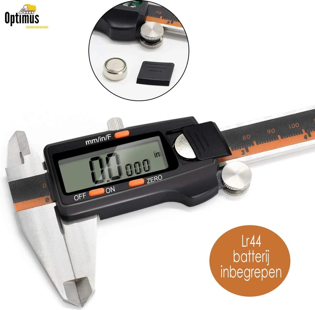 Optimus Professionele Digitale Schuifmaat Met Handige Opbergcase - Incl. Extra Batterijen - RVS - 150mm Meetbereik 10 Optimus Professionele Digitale Schuifmaat Met Handige Opbergcase - Incl. Extra Batterijen - RVS - 150mm Meetbereik - Afbeelding 8
