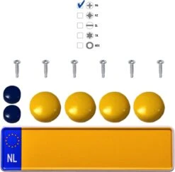 CTX-391 Kentekenplaat Schroeven Met Dop | Geel & Blauw | 6 Stuks