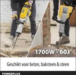 Powerplus POWX11861 Breekhamer - 1700W - 60 Joule - SDS Hex - Trilling Reductie - Incl. Gereedschapskoffer Met Wielen En 2 Beitels - Voor Beton En Steen -WerkPro Verkoopwinkel 1200x1180 3