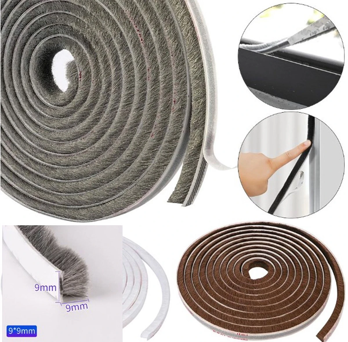 Merkloos Tochtstrips Voor Deuren - Tochtband - Tochtstopper - Raam En Deur - Tochtborstel - Deurborstel Zelfklevend - Grijs - 5M - 9mm 9mm 5 Merkloos Tochtstrips Voor Deuren - Tochtband - Tochtstopper - Raam En Deur - Tochtborstel - Deurborstel Zelfklevend - Grijs - 5M - 9mm 9mm - Afbeelding 3